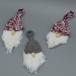 Crochet Gnome Ornament Handcrafted Set Of Three